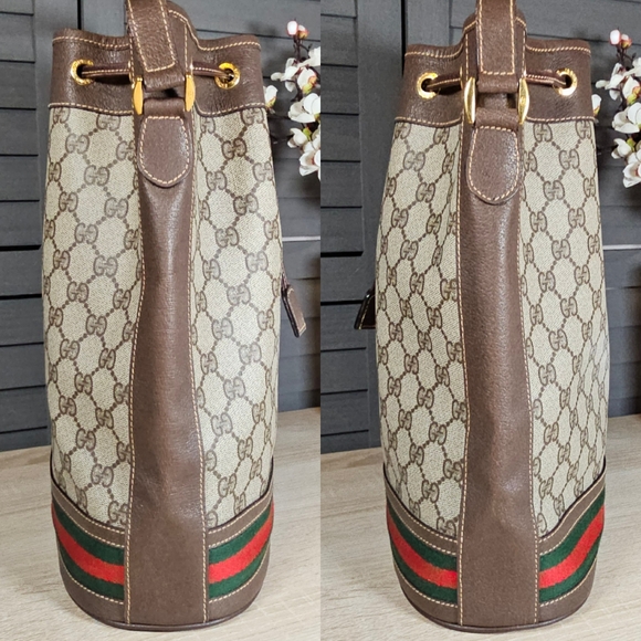Authentic GUCCI GG Monogram Drawstring Bucket Shoulder Bag - Picture 5 of 16